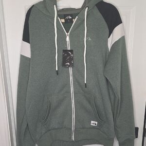 Men's Green and Black Zip-Up Hoodie